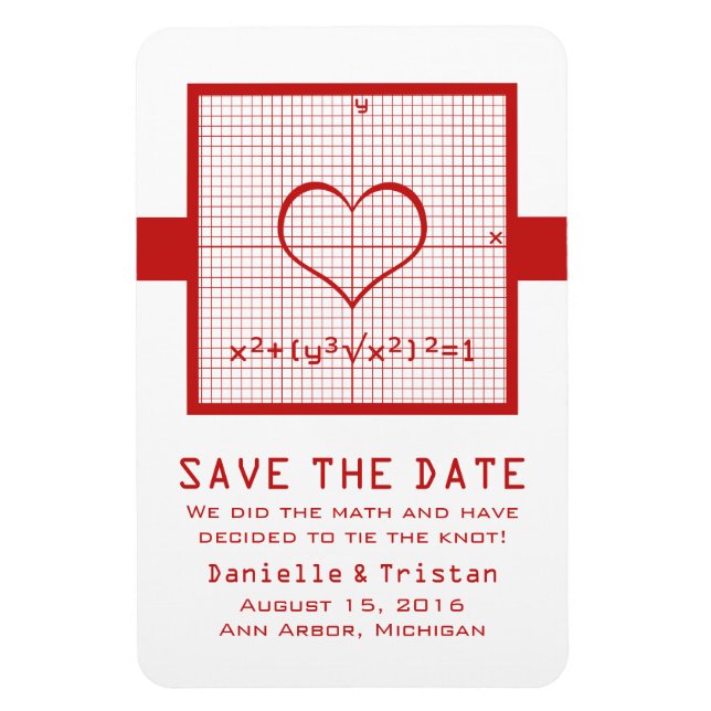 Red Heart Math Graph Speichern Sie das Date Magnet (Vertikal)
