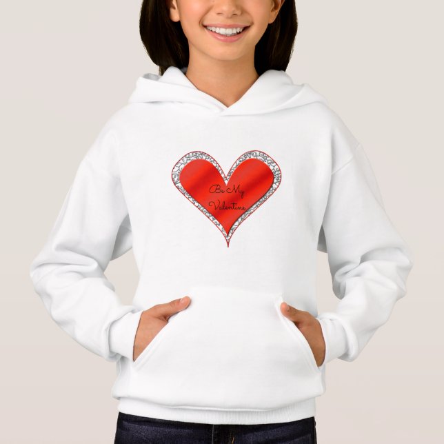 Red Heart mit Lace Trim Valentine Hoodie (Vorderseite)
