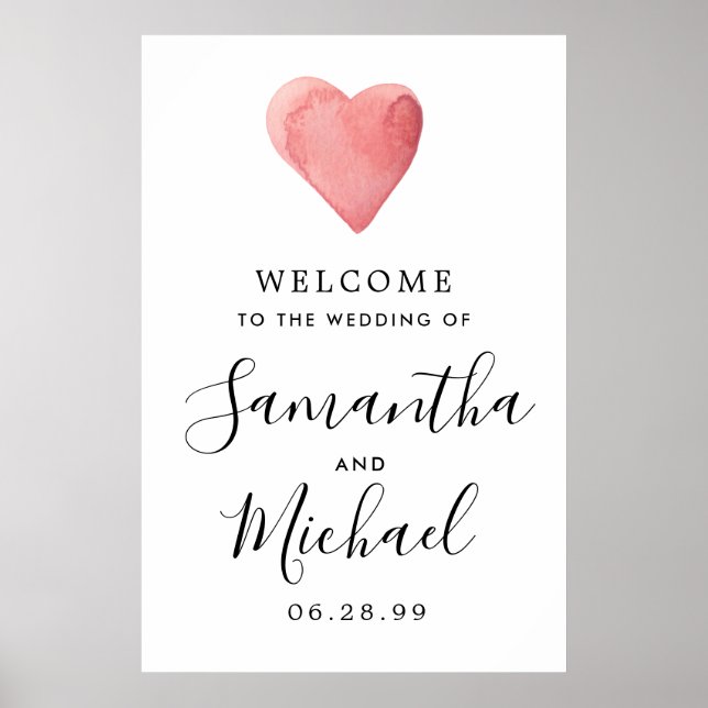 Red Heart Modern Herzlich Willkommen bei unserem H Poster (Vorne)