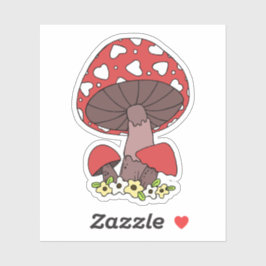 Red Heart Mushroom Laptop Aufkleber