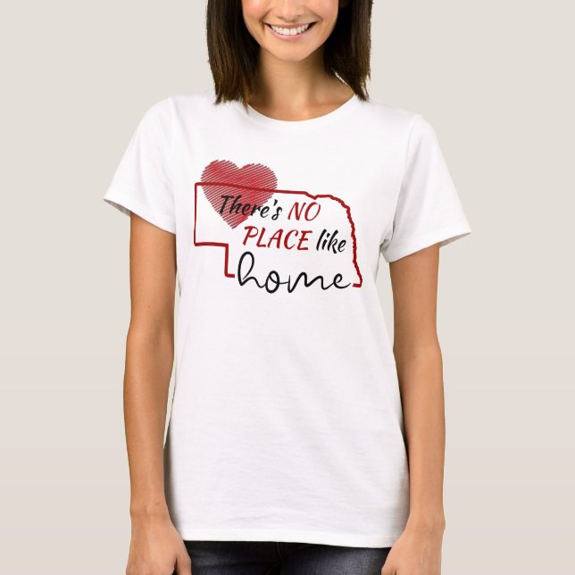 Red Heart Nebraska kein Ort wie Zuhause T-Shirt (Vorderseite)