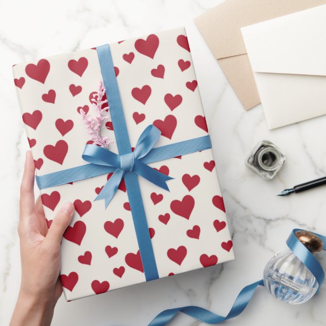 Red Heart Pattern Geschenkpapier (Schenken)