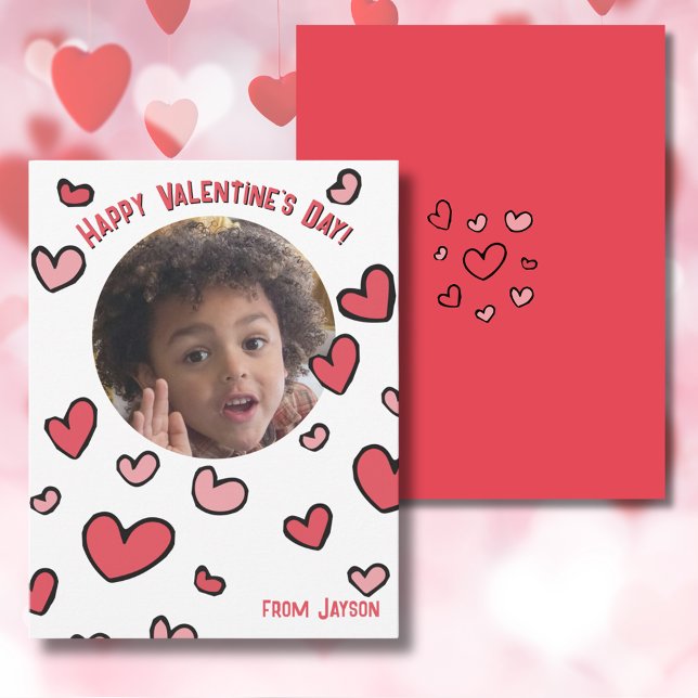Red Heart Photo Salle de classe Carte Saint-Valent (Red Heart Photo Classroom Valentine's Day Card
)