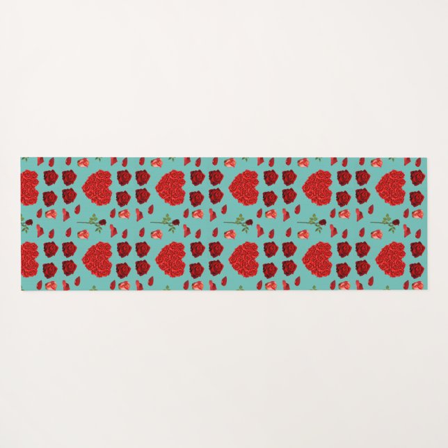 Red heart red flowers garden chic floral foliage yogamatte (Rückseite (Horizontal))