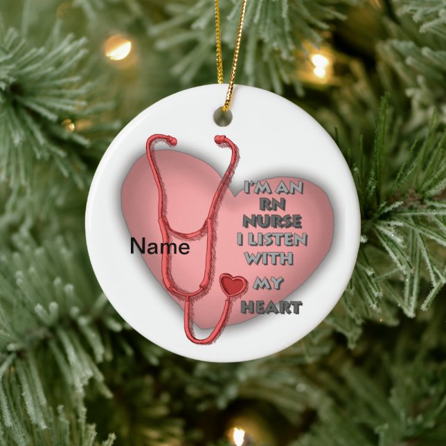 Red Heart RN Registered Nurse Keramik Ornament (Baum)