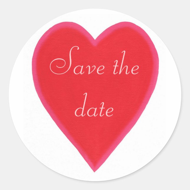 Red Heart Save the Date Stickers (Vorderseite)