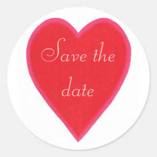 Red Heart Save the Date Stickers