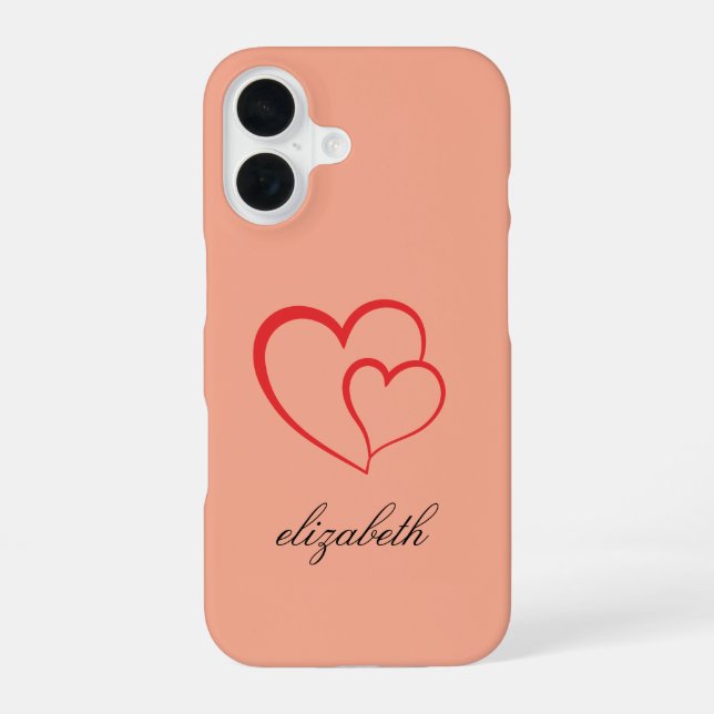 red heart shape colorful background personalized  iPhone 16 hülle (Rückseite)