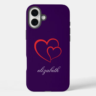 red heart shape colorful background personalized iPhone 16 plus hülle