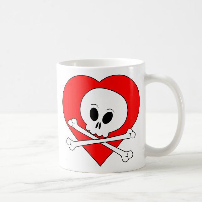 Red Heart Skull Kaffeetasse (Rechts)