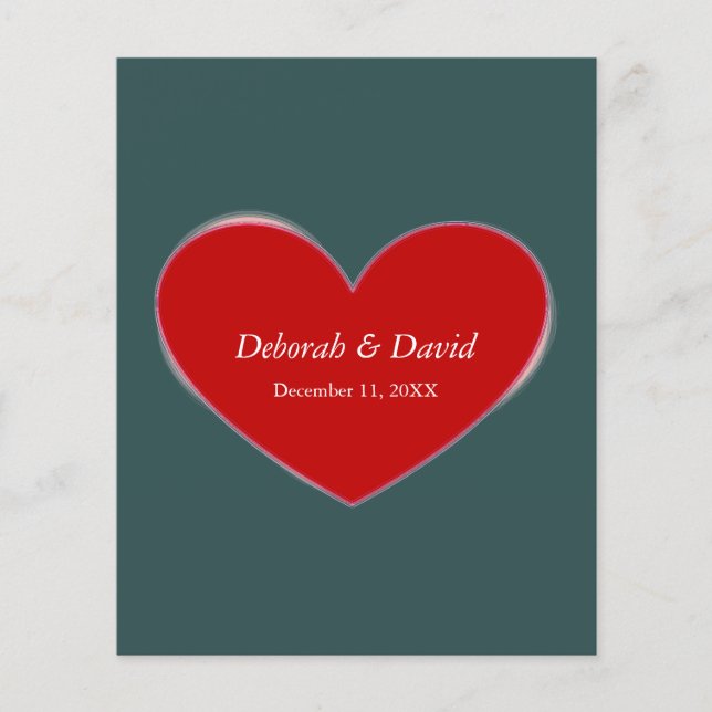 Red Heart Slate Gray Script Wedding Flyer (Vorne)