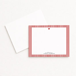 Red Heart Striped Valentine Note Card Einladung