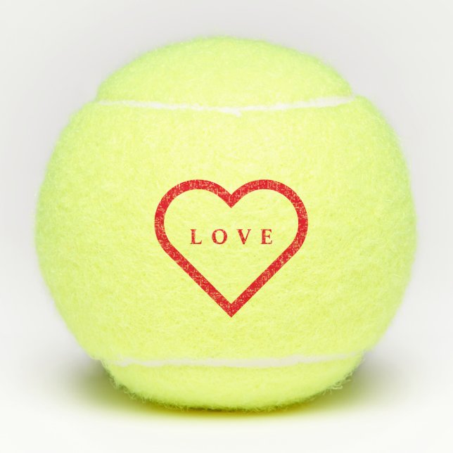 Red Heart Tennis Balls Geschenk mit Liebe Text Tennisbälle (Vorderseite)