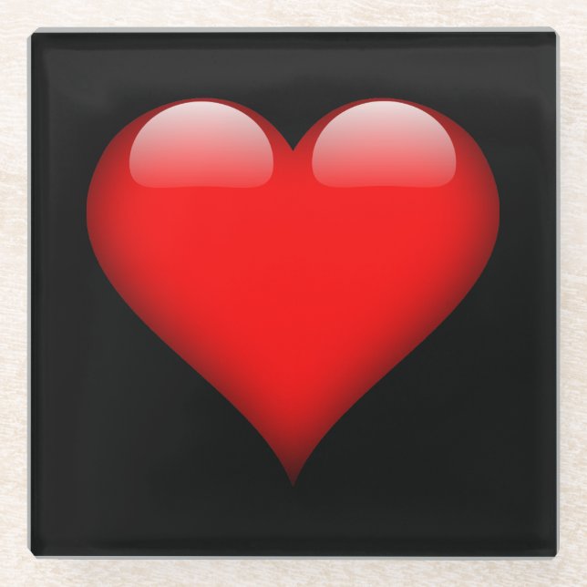 Red Heart Trendy Liebe Wedding Glasuntersetzer (Vorderseite)