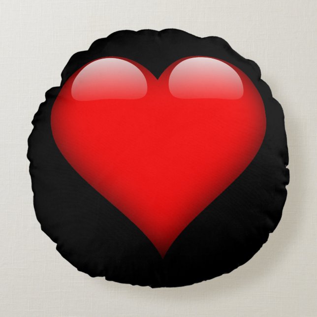 Red Heart Trendy Liebe Wedding Rundes Kissen (Vorderseite)
