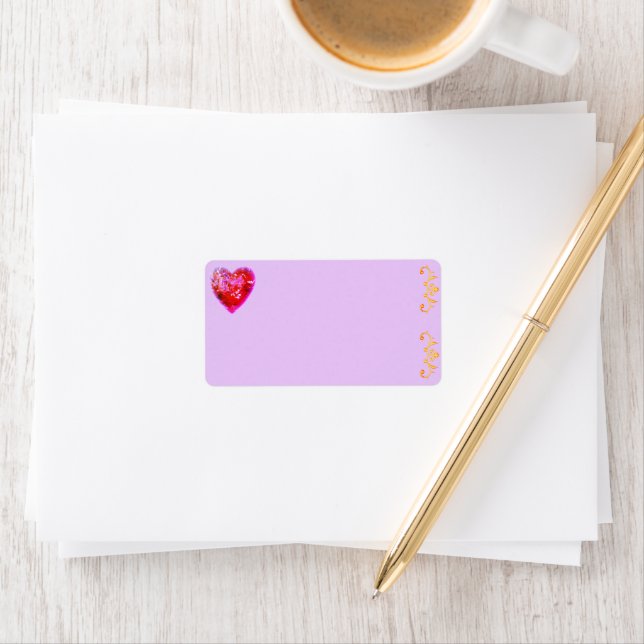 Red Heart Valentine Address Labels Adressaufkleber (Insitu)