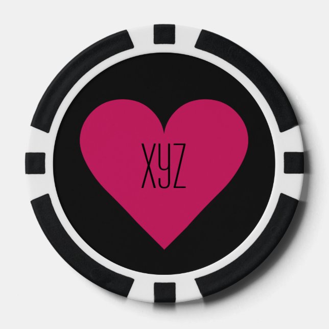 Red Heart Valentine, jetons de poker personnalisés (Recto)