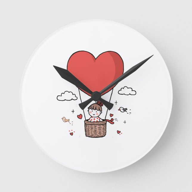 Red Heart Wall Clock – Valentine’s Day Home Decor Runde Wanduhr (Vorderseite)