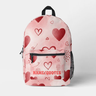 Red Heart Watercolor Seamless Pattern Bedruckter Rucksack