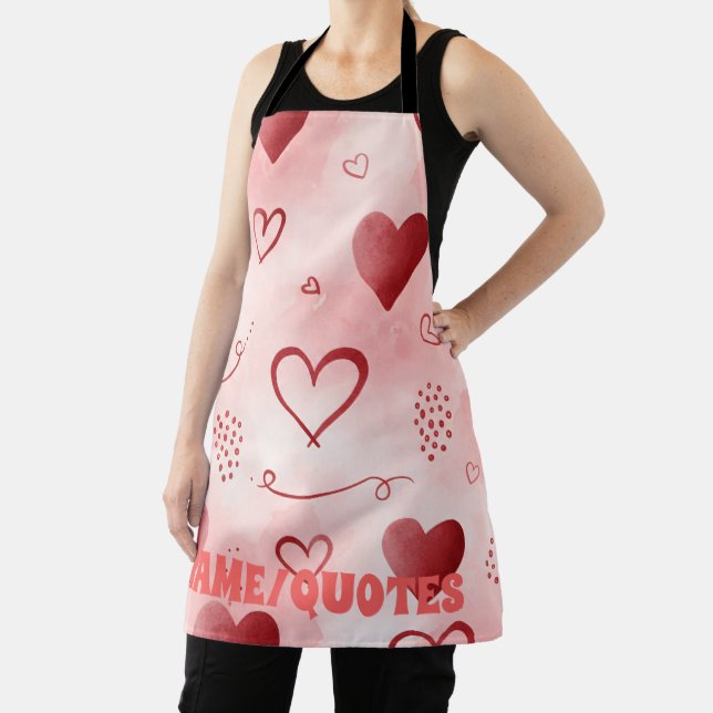 Red Heart Watercolor Seamless Pattern Schürze (InSitu)