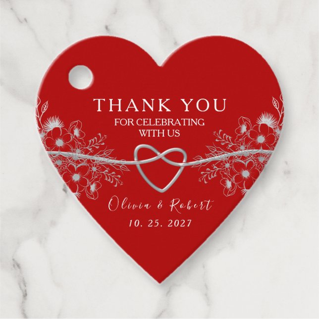 Red Heart Wedding Geschenkanhänger (Vorderseite)