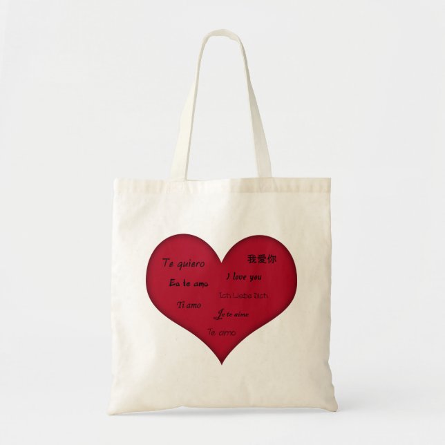 Red Heart Wedding mit mehreren Sprachen Tragetasche (Vorne)