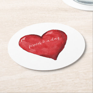 Red Heart Wedding Runder Pappuntersetzer