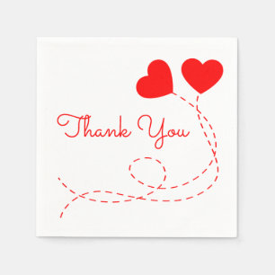 Red Heart Wedding Vielen Dank Balloons Brautparty Serviette