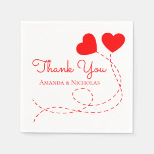 Red Heart Wedding Vielen Dank Balloons Brautparty Serviette