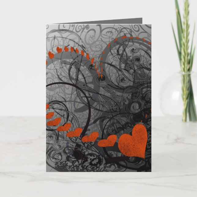 Red Heart Wirbel Feiertagskarte (Vorderseite)