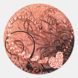 Red Heart Wirbel Runder Aufkleber