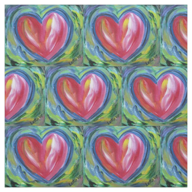 Red Heart with Hope Custom Fabric Art Material Stoff (Muster)