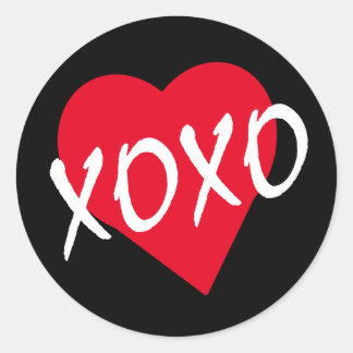 Red Heart XOXO Valentine's Day Simple Classic Runder Aufkleber