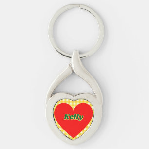 Red Heart Yellow Gingham Valentine's Day Gift Schlüsselanhänger