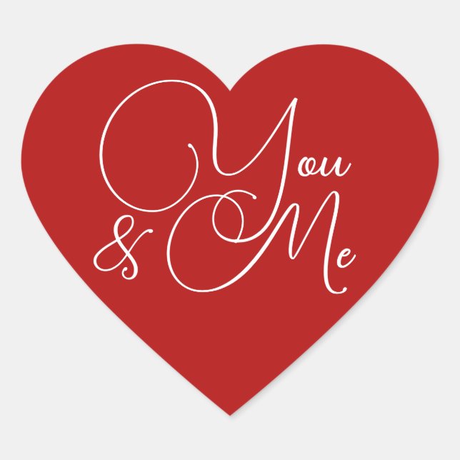 Red Heart ''You & Me'' für Valentinisches Herz Herz-Aufkleber (Vorderseite)