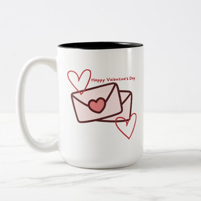 Red Hearth Happy Valentine's Day Zweifarbige Tasse (Links)