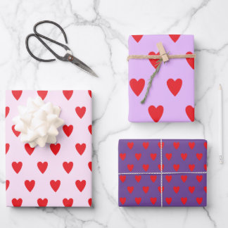 Red Hearts Abstrakt Handgezeichnetes Boho Style Mu Geschenkpapier Set