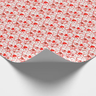 Red hearts and flowers haben wir White Geschenkpapier