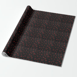 Red Hearts Black paperGift ,Valentines Day  Geschenkpapier