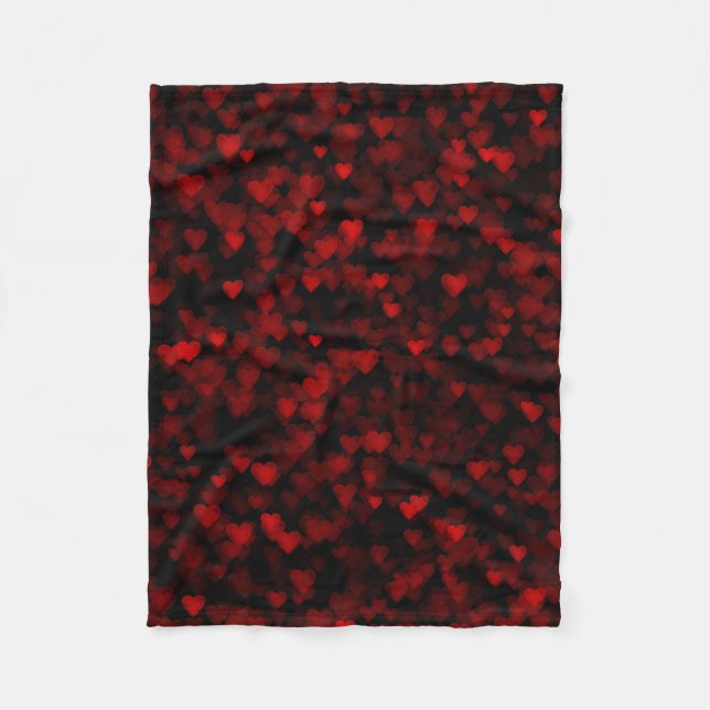 Red Hearts Blake Vision Dunkle schwarze romantisch Fleecedecke (Vorderseite)