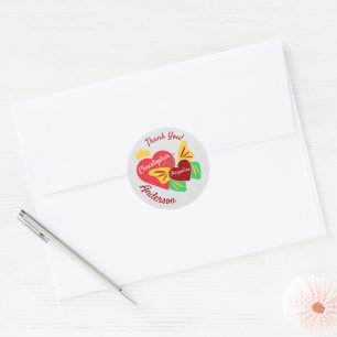 Red Hearts, Butterfly Danke Runder Aufkleber