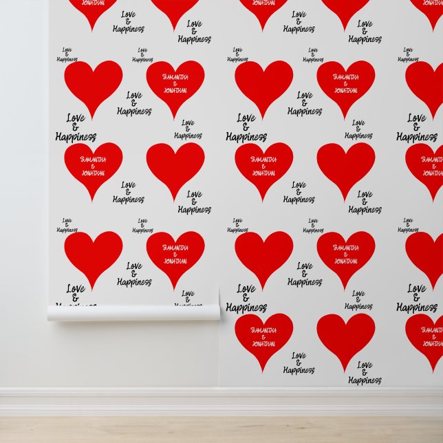 Red Hearts Couple Names Tapete (Anwendung)