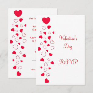 Red Hearts Design Valentines Day Wedding RSVP