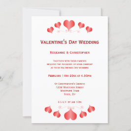 Red Hearts Design Valentinstag Wedding Einladung