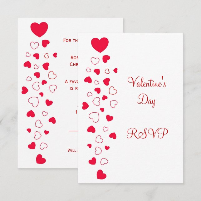 Red Hearts Design Valentinstag Wedding RSVP (Vorne/Hinten)