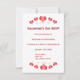 Red Hearts Design Valentinstag Wedding RSVP Karte