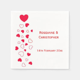 Red Hearts Design Valentinstag Wedding Serviette