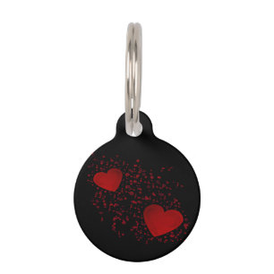 Red Hearts Dots Black Dog Name Telefonnummer Haustiermarke