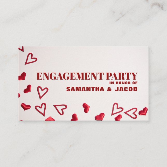 Red Hearts, Engagement Party Invitation de billets (Devant)