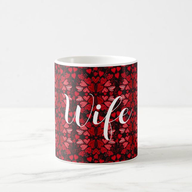 Red Hearts Femme Amour Personnalisé Café Mug (Centre)